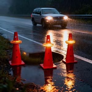 Luz de Advertencia de Tráfico LED Recargable Azul Ámbar Rojo con Carga Tipo-C, Baliza Estroboscópica de Seguridad Vial, Lámpara de Comando - Product Image 6