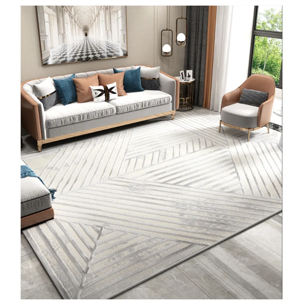סינתיה עיצוב הבית אנטי מלוכלך סופר יוקרה רך גריי גיאומטרי סלון שטיח