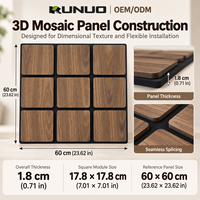 Panneau mural acoustique en placage de bois mosaïque carré de luxe pour projets de décoration intérieure et extérieure d'hôtels, chambres, villas et salons