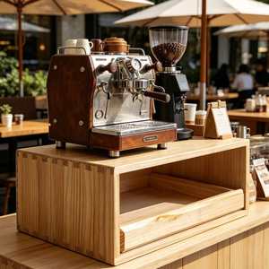 Solid Wood Desktop <b>Storage</b> <b>Box</b> With <b>Drawer</b> And Tier For Coffee Utensils Jewelry Fragrance Display - Product Image 1
