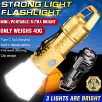 Lampe torche LED portable haute puissance pour le camping, avec luminosité solaire réglable par USB, corps en ABS, outil de survie