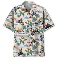 Chemise Hawaïenne Personnalisée à Motif Hibiscus, Impression à la Demande, Motif Moto, Chemise Aloha pour Homme, Vente en Gros, Chemise en Polyester