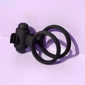 Anillo de pene de doble pene para hombres, juguete sexual vibrador de eyaculación magnética de silicona, retardante de placer - Product Image 5