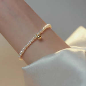 Pulsera de Perlas Redondas de Agua Dulce WENCHI para Mujer, Verano 2025, 16 cm con Cadena de Extensión de 3 cm para la Nueva Temporada - Product Image 6