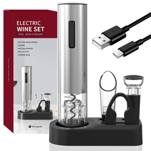 Juego de abridores de vino recargables de acero inoxidable, abridor de vino con logotipo personalizado, abridor de botellas de vino eléctrico - Product Image 1
