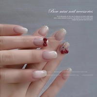 Accessoires pour nail art, nœuds papillon mignons en forme de chat de dessin animé, décorations en résine et strass, décorations d'ongles portables