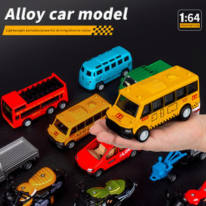 Modèles de voitures miniatures en alliage moulé sous pression 1:<span class=keywords><strong>64</strong></span>, en métal et plastique, avec fonction de recul, motos, véhicules de <span class=keywords><strong>transport</strong></span>, camions, autobus scolaires, ensembles de voitures jouets pour enfants - Product Image 3