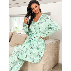 Nuovo Set Tre Pezzi Autunno-Inverno per Casa: Canottiere, Biancheria Intima, Pantaloni e Camicie <span class=keywords><strong>da</strong></span> <span class=keywords><strong>Notte</strong></span> per <span class=keywords><strong>Donna</strong></span> - Product Image 3