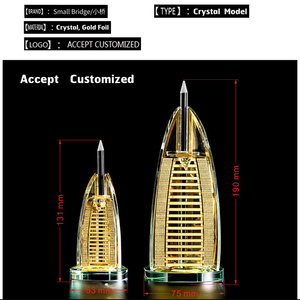Maqueta de Cristal del Hotel De La Tour Arabia con Lámina de Oro de 24K, Arquitectura Islámica Famosa, para Regalos de Recuerdo - Product Image 4