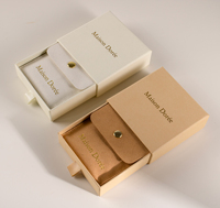 Petite Boîte à Bijoux Carrée en Velours Personnalisée avec Logo, Tiroir en Carton pour Bagues, Pochette pour Colliers et Boucles d'Oreilles, Emballage Cadeau