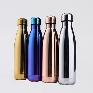 Vacuum Thermos Chilly Water Bottle in Bulk Rose Gold Cola Shaped Stainless Steel 17oz Sport Applicable for Boiling Water Support