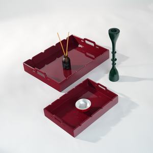 Plateaux de service modernes en laque avec finition brillante, plateaux empilables pour le service et la décoration - Product Image 6