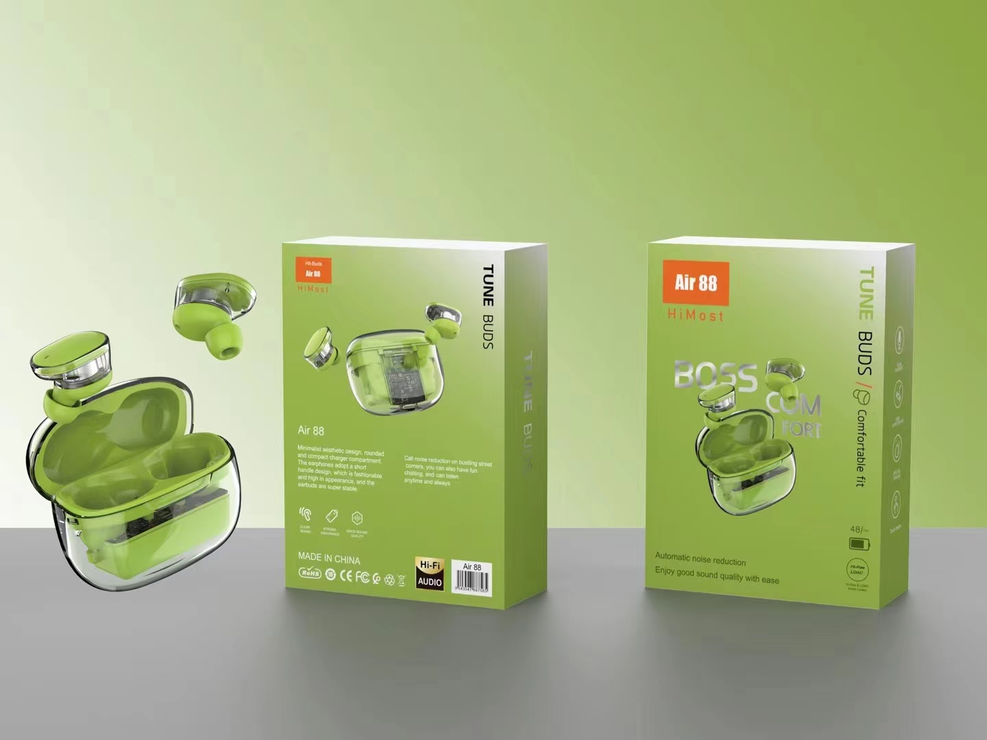 K-POP・アジア TWS Airyi Air 88 Transparent Punk Wireless Headphones - Dual HD Stereo