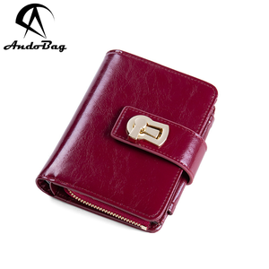 Portefeuille court AndoBag avec fermeture éclair RFID pour femmes, porte-cartes, cuir de vache véritable, petite bourse à monnaie, mode vintage 8017 - Product Image 1