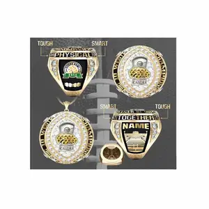 Anillo de campeón de Metal de esmalte suave chapado en oro brillante personalizado profesional anillos de joyería de moda