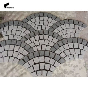 Tostone tối grey <span class=keywords><strong>g654</strong></span> Granite <span class=keywords><strong>Cobble</strong></span> lưới gạch hình quạt lát đá cho sử dụng ngoài trời cho cửa trước xe đậu xe bên ngoài - Product Image 3
