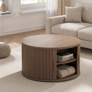 <span class=keywords><strong>Tavolino</strong></span> da Caffè Rotondo con Piano Sollevabile 31,5 Pollici, in MDF con Anta Scorrevole, per Soggiorni Piccoli - Product Image 5