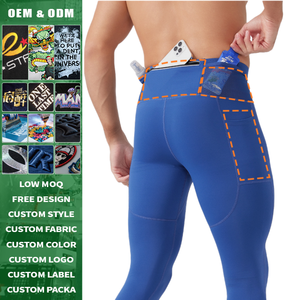Collants de compression pour hommes Second Skin, pantalon de sport taille haute, respirant, séchage rapide, leggings de course, logo personnalisé - Product Image 3