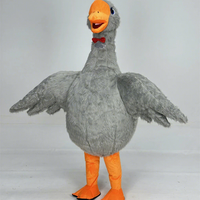 Costume de mascotte de cygne gonflable pour adulte, combinaison en fourrure de canard gris pour le divertissement, tenue de scène, cosplay d'animal en corps entier