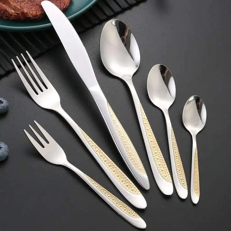 Posate in acciaio inossidabile commerciale nordico posate oro argento cucchiaio forchetta set coltello da tavola