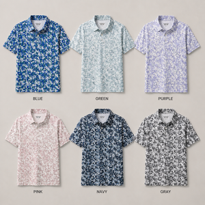 Polo de Golf Azul con Diseño Floral para Hombre, Personalizado, Premium, de Alto Rendimiento, Absorbente de Humedad, Marca Privada, Ropa de Resort, OEM - Product Image 2