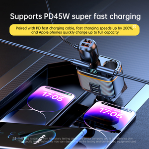 Divisor de Encendedor de Cigarrillos Universal para Automóvil con 2 USB C y 2 USB <span class=keywords><strong>A</strong></span>, Cargador Rápido, Monitor de Voltaje LED Digital para Autos, Camionetas y SUV - Product Image 1