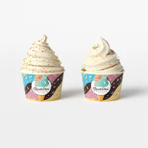 LOKYO 6oz 8oz Disposable Custom Printed Frozen Yogurt Cups Dessert Ice Cream Paper Cup With Logo