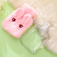 Kawaii Flannel Cover Hot Water Bottle Cute Rabbit Hot Water Bag Plush