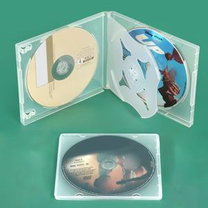 Boîtes de rangement CD/DVD carrées SUNSHING Slim en polypropylène transparent pour 1 disque, 5/9/10 mm, emballage média durable, capacité 2 CD - Product Image 1