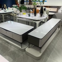 Table basse et meuble TV en bois de luxe moderne avec espace de rangement personnalisable, mobilier simple pour salon