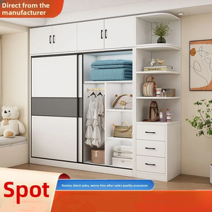<span class=keywords><strong>Armario</strong></span> de Madera Maciza Dongma, Estilo Nórdico, Plegable, Resistente a la Humedad y al Moho, para Apartamentos Pequeños, Dormitorio, Puerta Corredera, Diseño Simple - Product Image 5