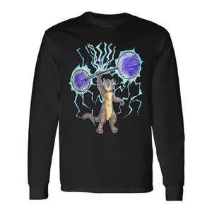 Tabby Cat Weightlifting Long Sleeve <b>T</b>-<b>Shirt</b> Fitness <b>Bodybuilding</b> Design - Product Image 1