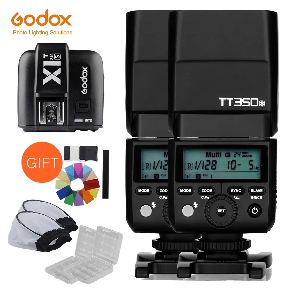 2x Godox Mini Speedlite TT350S Camera Flash TTL HSS GN36 +X1T-S Transmitter for Sony Mirrorless DSLR Camera A7 A6000 A6500