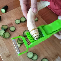 2-In-1 Dunschaar Plastic Multifunctionele Bananenkomkommer Wortelsnijder Fruitgroentesalade Shreddersnijders