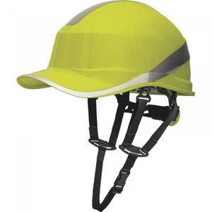 DELTA PLUS-Casco DE SEGURIDAD amarillo Abs con forma de ''gorra de béisbol'', accesorio de barbilla y ajuste de rotor, CASCOS, de color amarillo, de color amarillo Abs, de la marca DELTA PLUS - Product Image 1