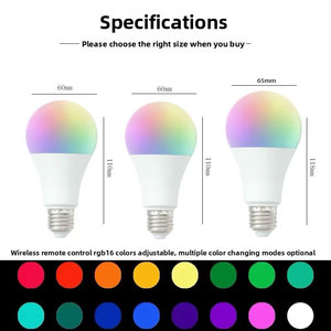 Ampoule LED globe en aluminium avec télécommande RGB colorée, fonction de gradation, culot E27, lampe d'ambiance nocturne pour usage domestique - Product Image 3