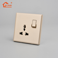 UK BS Standard approvisionnement direct d'usine doré conception simple prise de commutateur mural 16A 13A 220V prises et interrupteurs électriques