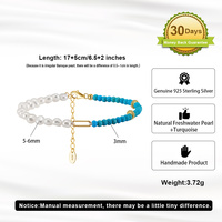 RINNTIN MPB06 Bracelets de perles d'eau douce Plaqué or 14K Bracelet demi-turquoise fait main pour femme
