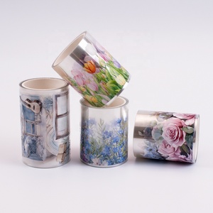 Rouleaux d'autocollants en PET à effet <span class=keywords><strong>feuille</strong></span> d'aluminium 3D personnalisés, ruban adhésif PET transparent haut de gamme pour journalisation et <span class=keywords><strong>scrapbooking</strong></span> - Product Image 1