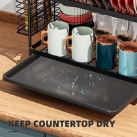 Porte-vaisselle en métal à deux niveaux OEM personnalisé avec plateau d'égouttage de la vaisselle Support de rangement de cuisine Organisateur de rangement pour le séchage de la vaisselle et du bol