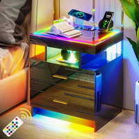 Table de chevet intelligente avec détection du corps humain et station de charge de contrôle du son Table de chevet intelligente avec finition brillante UV