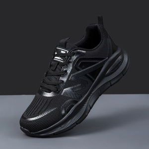 Zapatillas de tenis color gris claro, de malla, para correr, con punta redonda, con cordones, transpirables, con entresuela de EVA, suela de goma, para todas las estaciones, con suela gruesa. - Product Image 4