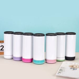 RTS 25 pièces/carton Gobelet isotherme en acier inoxydable 16oz pour sublimation, avec haut-parleur musical sans fil à chargement USB, refroidisseur de canettes et de vin, pour l'extérieur - Product Image 1