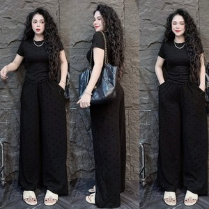Ensemble deux pièces décontracté pour <span class=keywords><strong>femme</strong></span> T26281 : Nouveau haut à manches courtes imprimé cœur et <span class=keywords><strong>pantalon</strong></span> large, coupe ajustée, idéal pour l'été - Product Image 4