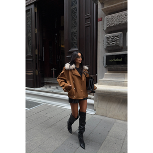 Gabardina Vintage Marrón para Mujer, con Cuello de Piel, Doble Botonadura, Larga, para Invierno y Otoño, Relleno de Algodón y Lana, con Estampado de Encaje - Product Image 4