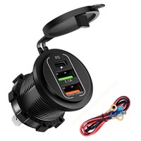Prise USB 12V 24V avec double port de charge rapide 3.0 et chargeur USB C PD3.0 pour voiture, prise d'alimentation 12V