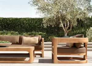 Nuovo stile moderno di lusso sezionale in legno di teak naturale antico mobili da giardino divano set moderno