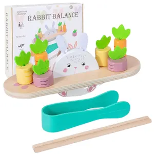 Rabbit Radish Balance Game Sensory Toys Toddlers Wooden Weight Balancing Block Math Montessori Fine Motor Skills Education Toys