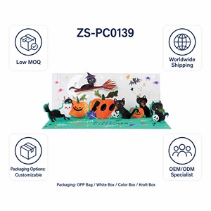Tarjeta de Felicitación Pop-Up de Halloween con Diseño de Gato Negro, Calabaza y Murciélago, Tarjeta Decorativa de Papel para Ventana del Hogar, Regalo para Fiestas - Product Image 6