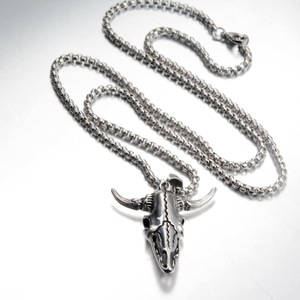 Collares de Moda con Colgante de Cuernos de Toro y Cabeza de <span class=keywords><strong>Vaca</strong></span>, Estilo Hip Hop, Punk, Aleación PVD, Impermeables, para Hombre, Venta al por Mayor - Product Image 2